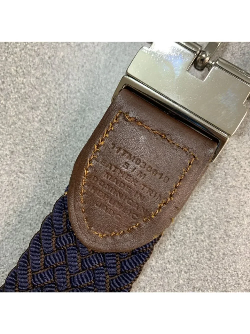 NWT Tommy Bahama Men's S/M 34-38 Stretch Reversible Belt Brown/Navy Leather Trim